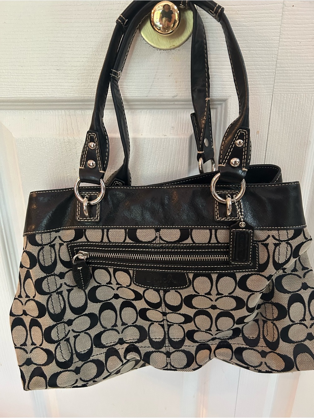 Signature Jacquard Shoulder Bag in Black and Beige